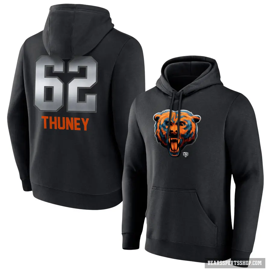 Youth ＃62 Joe Thuney Chicago Bears Black Midnight Mascot Pullover Hoodie