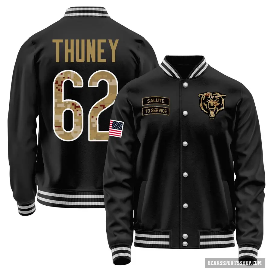 Youth ＃62 Joe Thuney Chicago Bears Black Salute to Service Sideline Performance Jacket