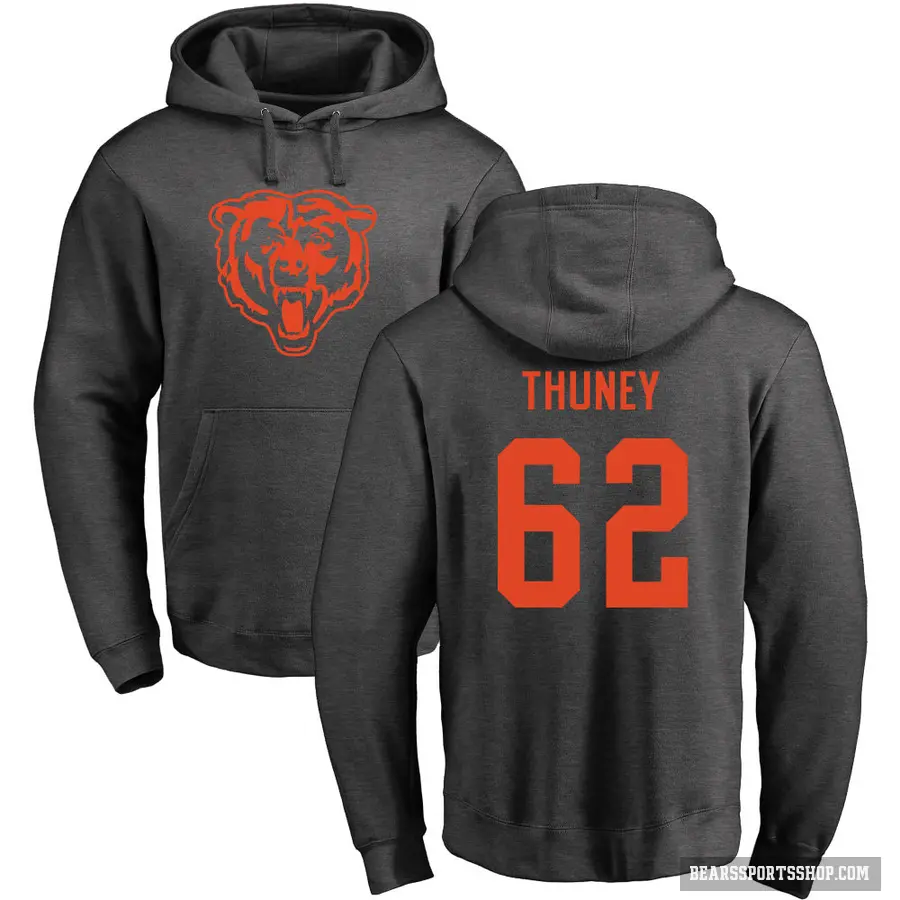 Youth ＃62 Joe Thuney Chicago Bears Pro Line by Branded Ash One Color Pullover Hoodie