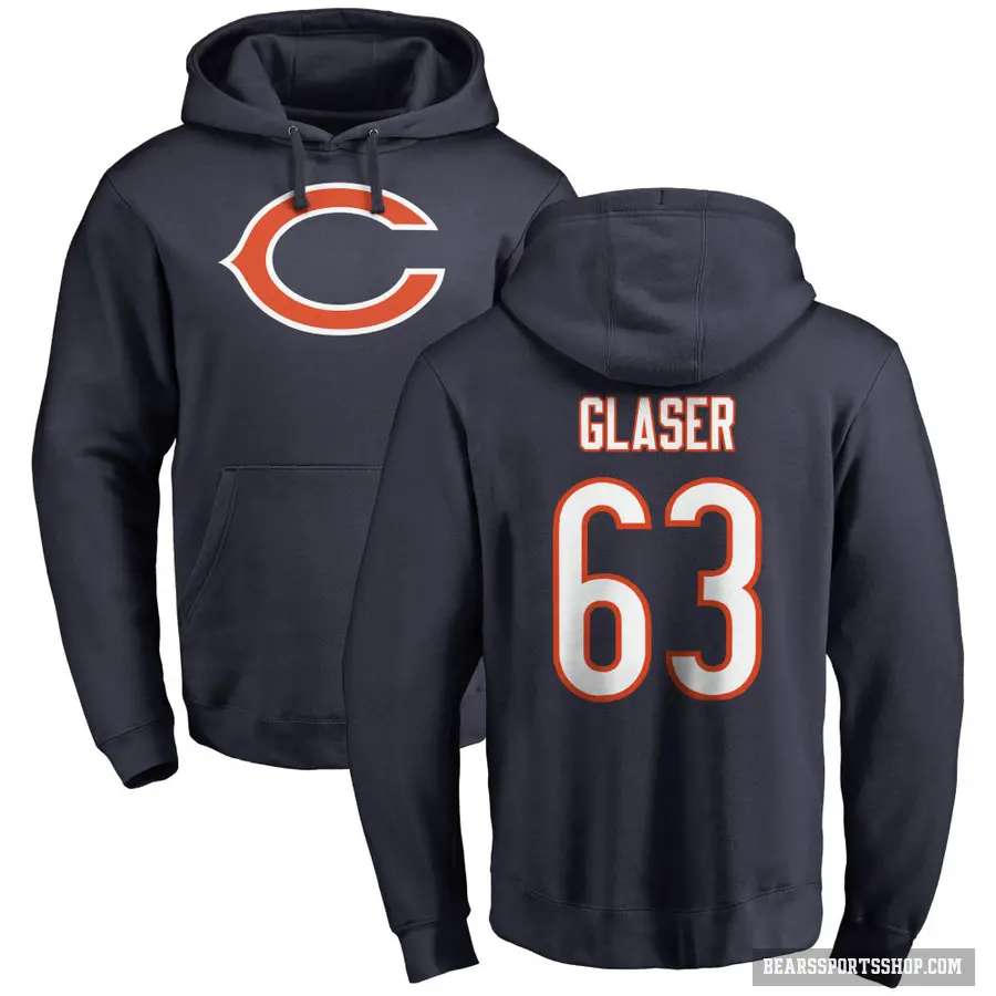 Youth ＃63 Chris Glaser Chicago Bears Navy Pro Line Logo Pullover Hoodie