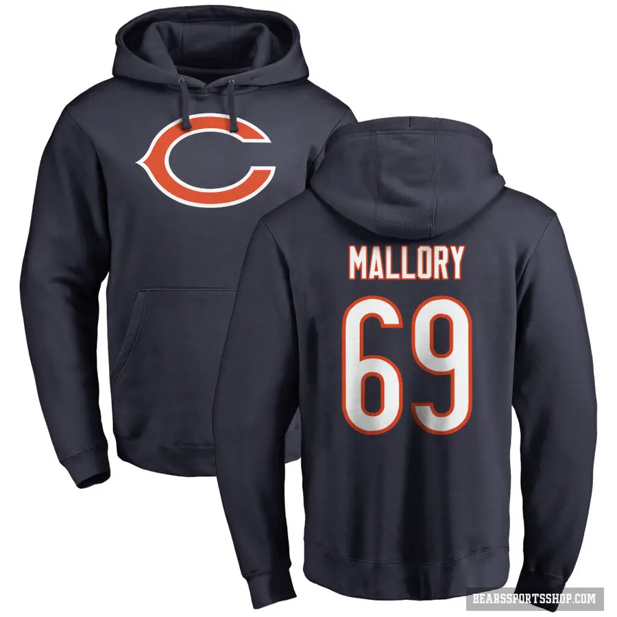 Youth ＃69 Dashaun Mallory Chicago Bears Navy Pro Line Logo Pullover Hoodie