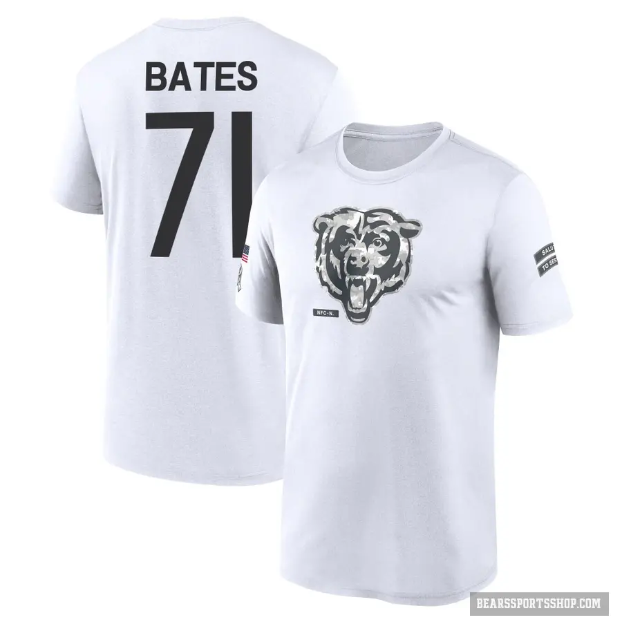 Youth ＃71 Ryan Bates Chicago Bears White 2024 Salute to Service Performance T-Shirt
