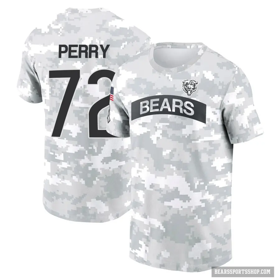 Youth ＃72 William Perry Chicago Bears Camo Arctic 2024 Salute to Service Performance T-Shirt
