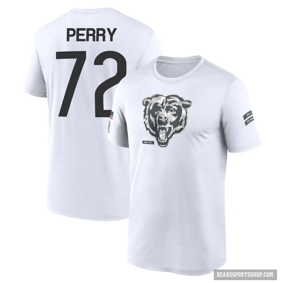 Youth ＃72 William Perry Chicago Bears White 2024 Salute to Service Performance T-Shirt
