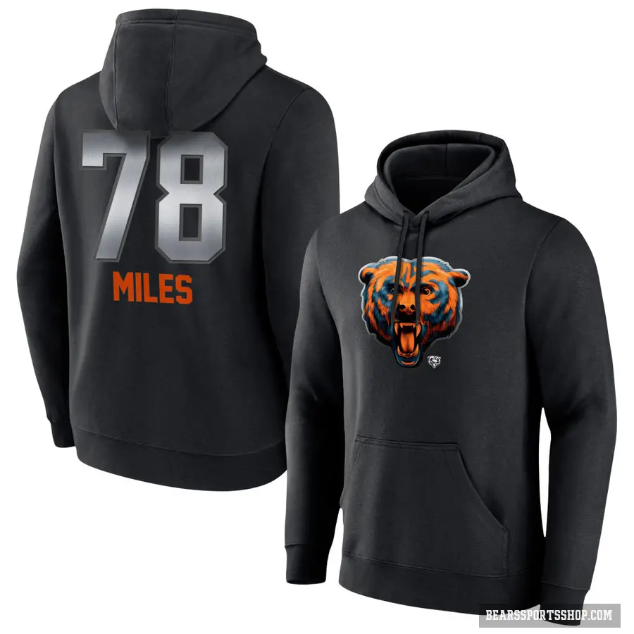 Youth ＃78 Joshua Miles Chicago Bears Black Midnight Mascot Pullover Hoodie