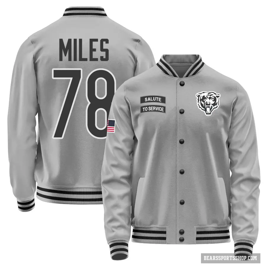 Youth ＃78 Joshua Miles Chicago Bears Gray Salute to Service Performance Jacket