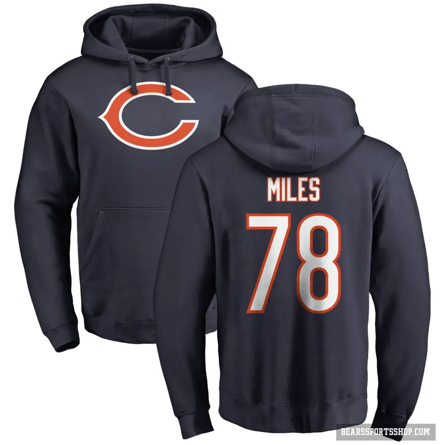 Youth ＃78 Joshua Miles Chicago Bears Navy Pro Line Logo Pullover Hoodie