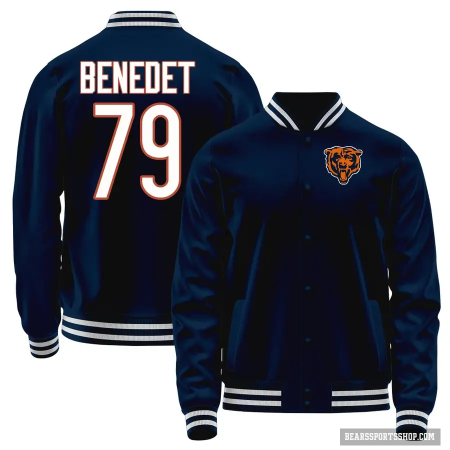 Youth ＃79 Theo Benedet Chicago Bears Navy Full-Snap Name & Number Jacket