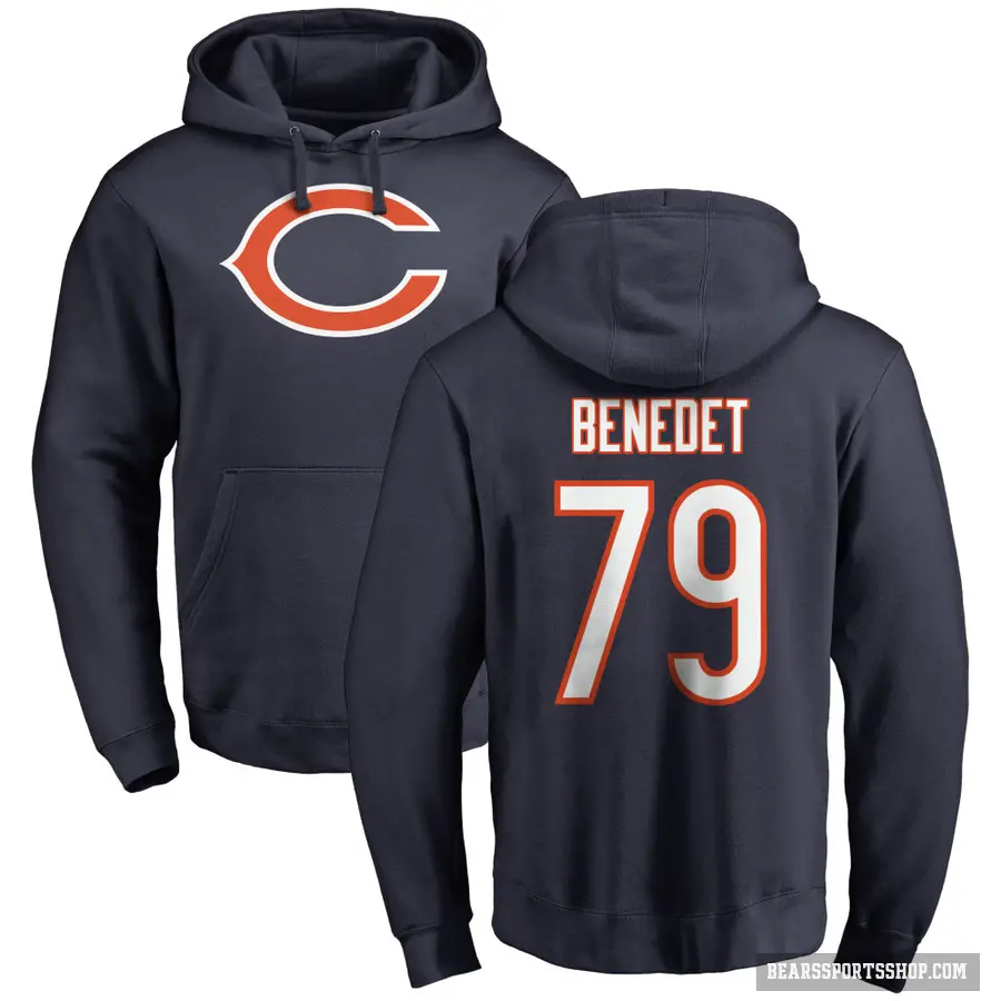 Youth ＃79 Theo Benedet Chicago Bears Navy Pro Line Logo Pullover Hoodie