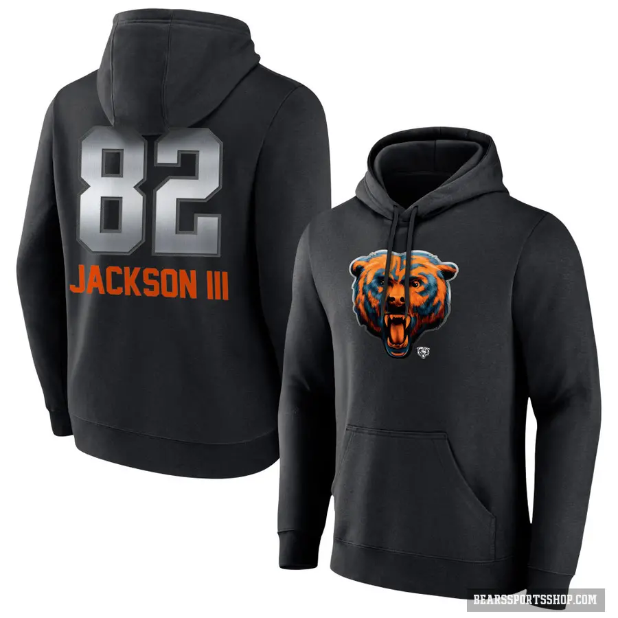 Youth ＃82 John Jackson III Chicago Bears Black Midnight Mascot Pullover Hoodie