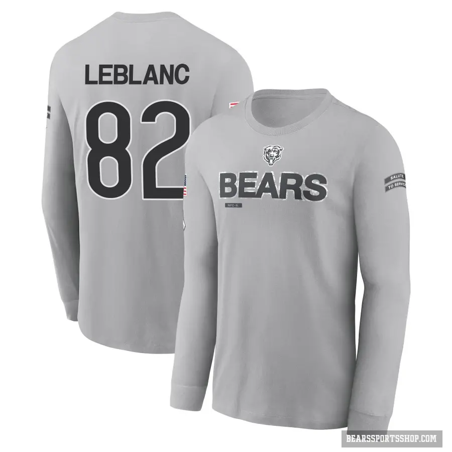 Youth ＃82 Peter LeBlanc Chicago Bears Gray 2024 Salute to Service Long Sleeve T-Shirt