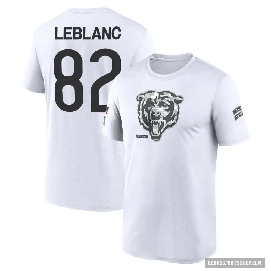 Youth ＃82 Peter LeBlanc Chicago Bears White 2024 Salute to Service Performance T-Shirt