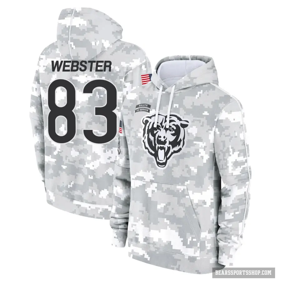 Youth ＃83 Nsimba Webster Chicago Bears Arctic Camo 2024 Salute to Service Club Fleece Pullover Hoodie