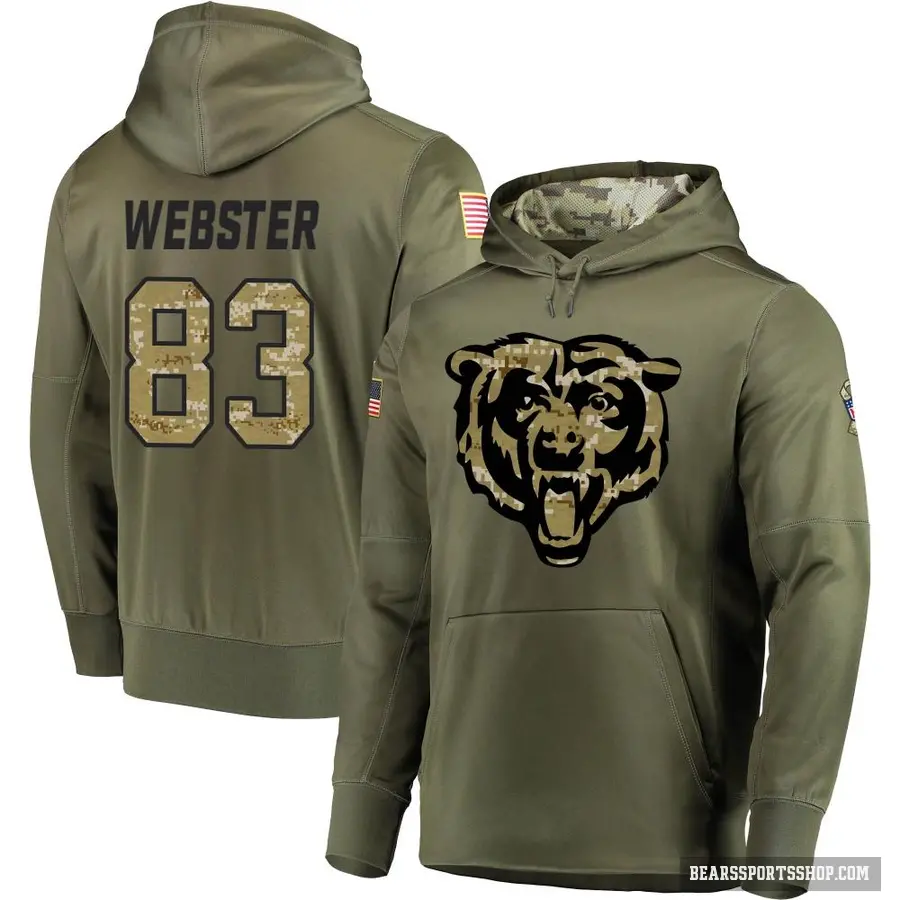 Youth ＃83 Nsimba Webster Chicago Bears Olive Salute to Service Pullover Hoodie
