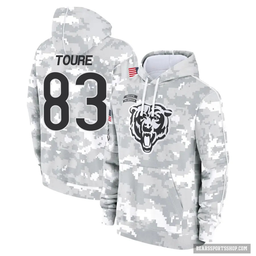 Youth ＃83 Samori Toure Chicago Bears Arctic Camo 2024 Salute to Service Club Fleece Pullover Hoodie