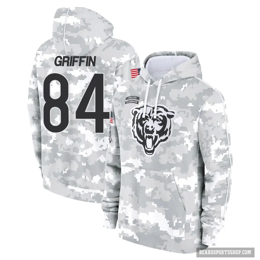 Youth ＃84 Ryan Griffin Chicago Bears Arctic Camo 2024 Salute to Service Club Fleece Pullover Hoodie