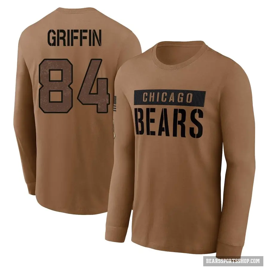 Youth ＃84 Ryan Griffin Chicago Bears Brown 2023 Salute To Service Long Sleeve T-Shirt