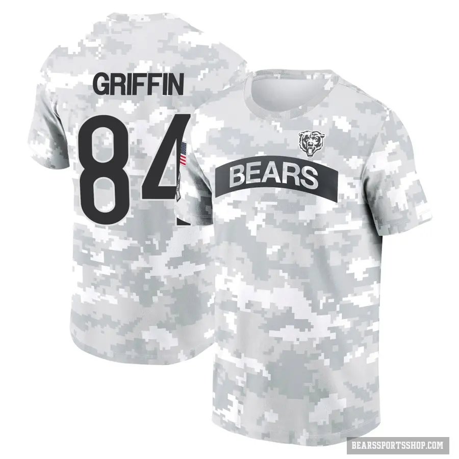 Youth ＃84 Ryan Griffin Chicago Bears Camo Arctic 2024 Salute to Service Performance T-Shirt