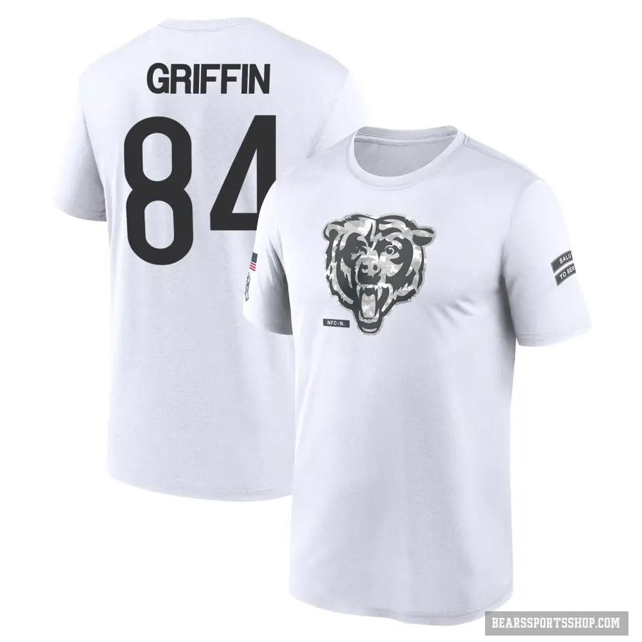 Youth ＃84 Ryan Griffin Chicago Bears White 2024 Salute to Service Performance T-Shirt