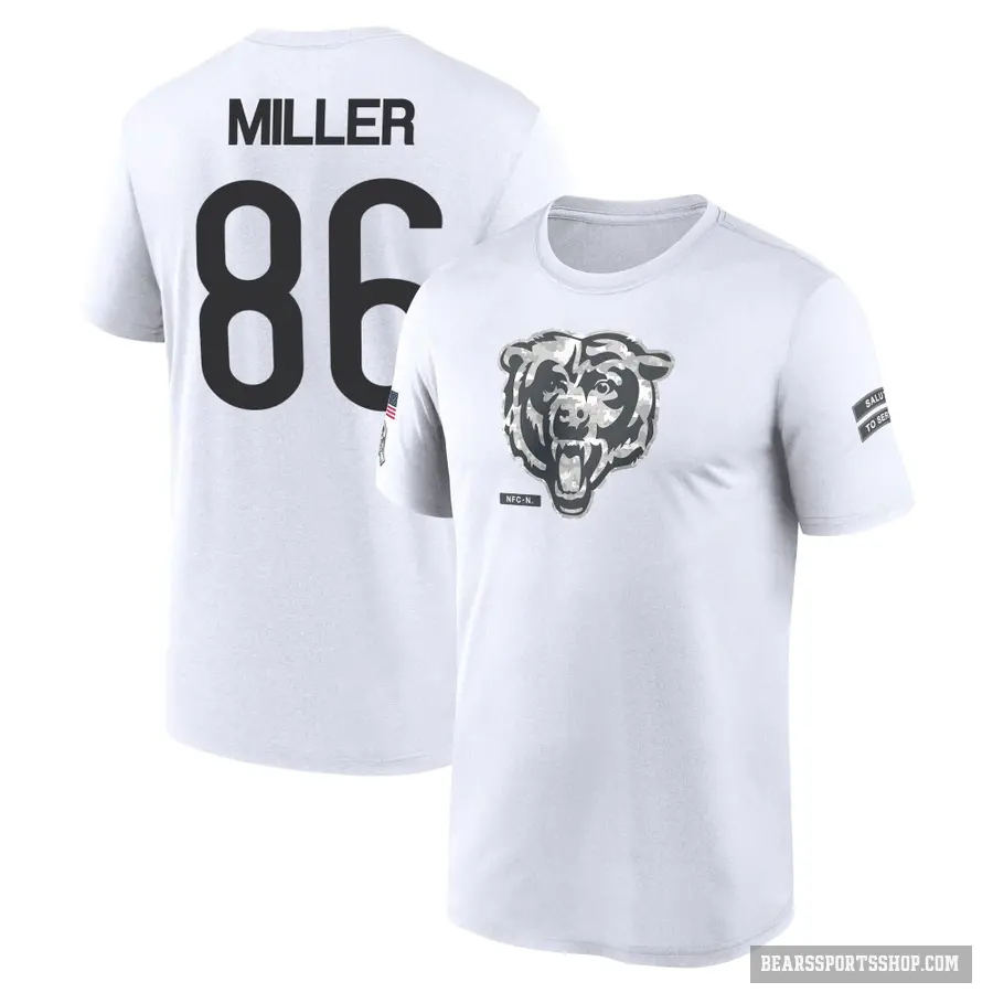 Youth ＃86 Zach Miller Chicago Bears White 2024 Salute to Service Performance T-Shirt