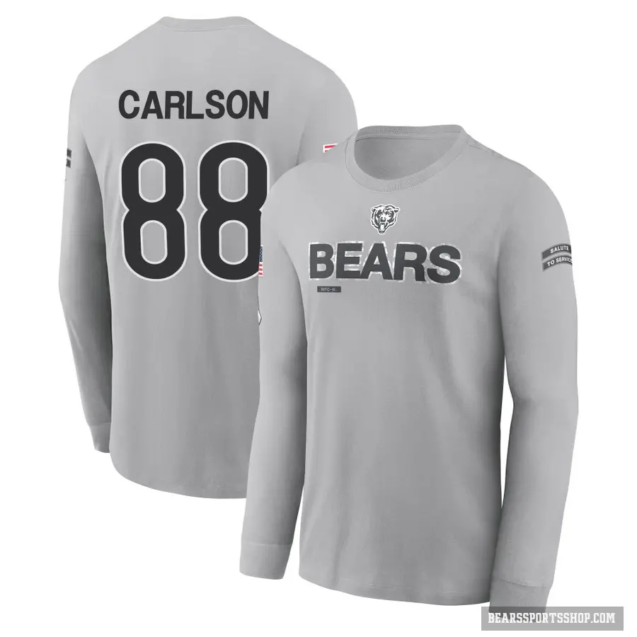 Youth ＃88 Stephen Carlson Chicago Bears Gray 2024 Salute to Service Long Sleeve T-Shirt