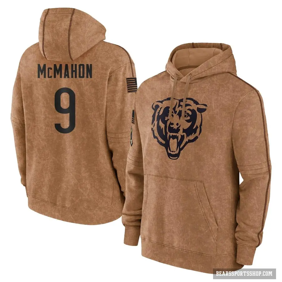 Youth ＃9 Jim McMahon Chicago Bears Brown 2023 Salute To Service Club Pullover Hoodie