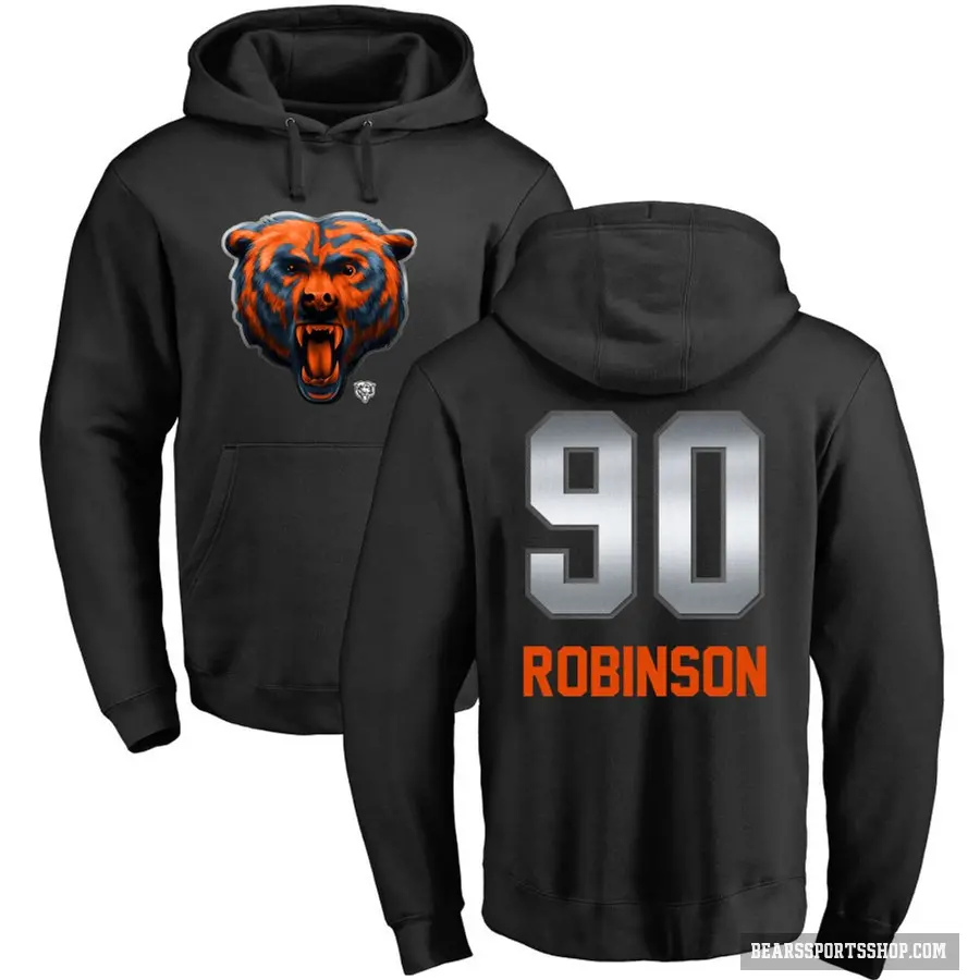 Youth ＃90 Dominique Robinson Chicago Bears Black Midnight Mascot Pullover Hoodie