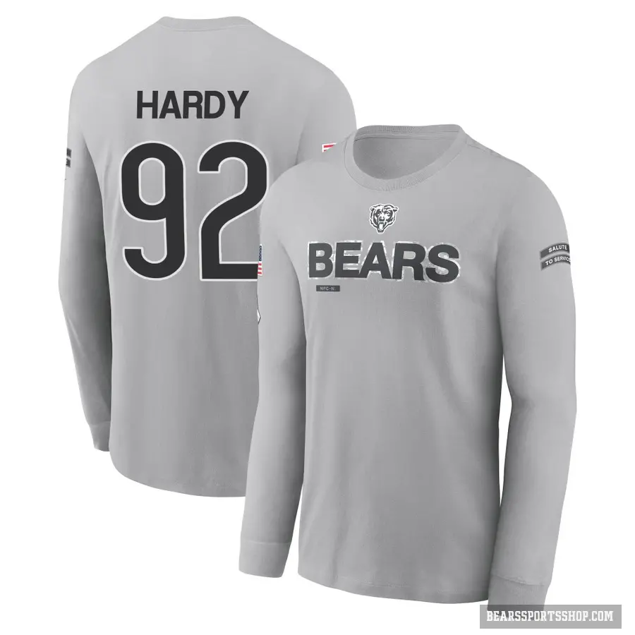 Youth ＃92 Daniel Hardy Chicago Bears Gray 2024 Salute to Service Long Sleeve T-Shirt