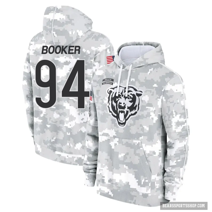 Youth ＃94 Austin Booker Chicago Bears Arctic Camo 2024 Salute to Service Club Fleece Pullover Hoodie