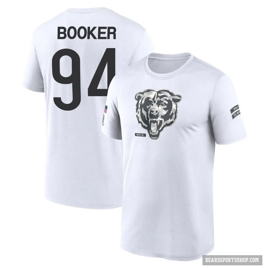 Youth ＃94 Austin Booker Chicago Bears White 2024 Salute to Service Performance T-Shirt