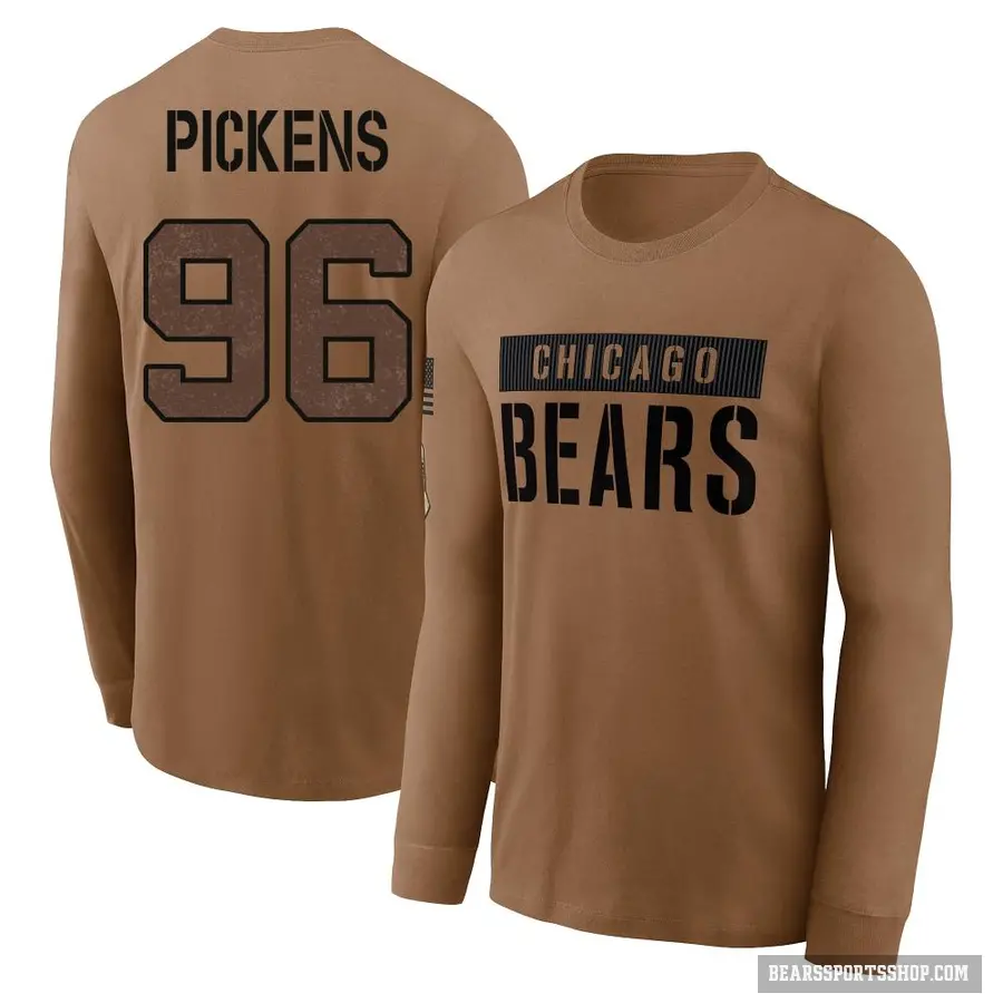 Youth ＃96 Zacch Pickens Chicago Bears Brown 2023 Salute To Service Long Sleeve T-Shirt