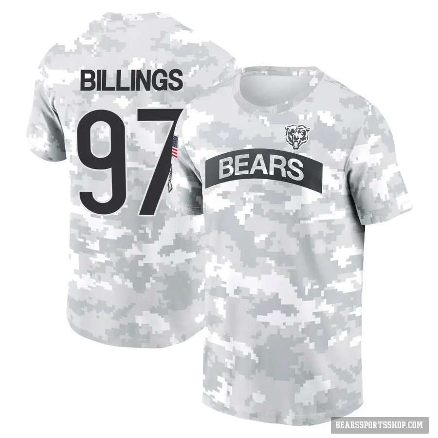 Youth ＃97 Andrew Billings Chicago Bears Camo Arctic 2024 Salute to Service Performance T-Shirt