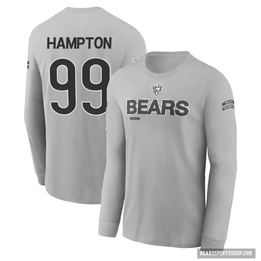 Youth ＃99 Dan Hampton Chicago Bears Gray 2024 Salute to Service Long Sleeve T-Shirt