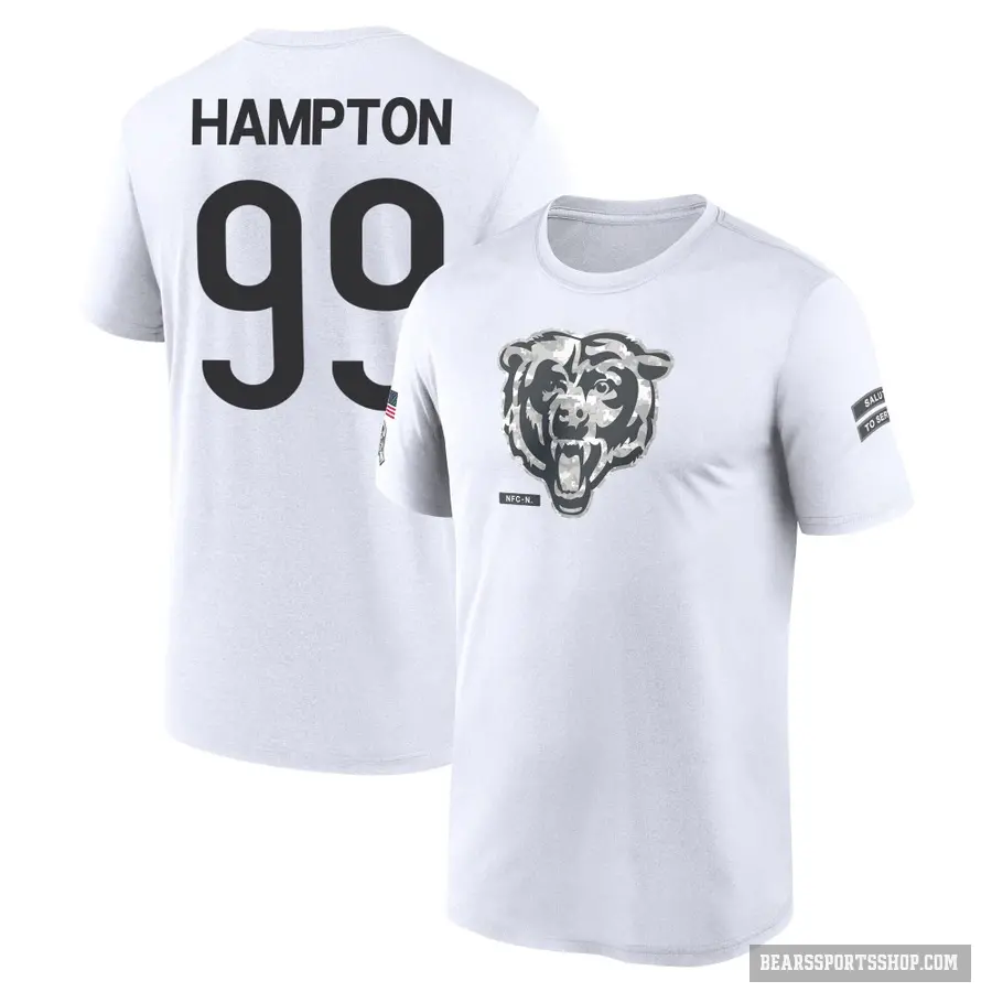 Youth ＃99 Dan Hampton Chicago Bears White 2024 Salute to Service Performance T-Shirt