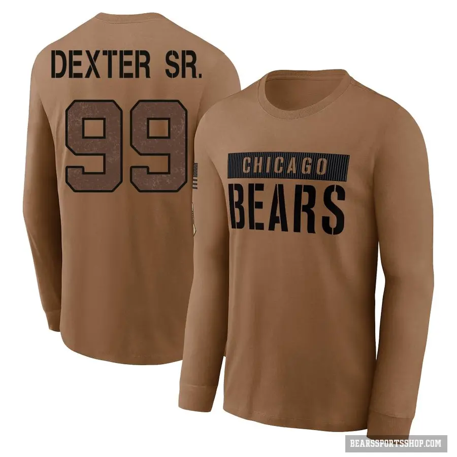 Youth ＃99 Gervon Dexter Sr. Chicago Bears Brown 2023 Salute To Service Long Sleeve T-Shirt